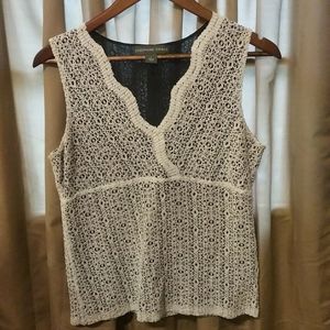 🌹Josephine Chaus knit embroidered lace tank top